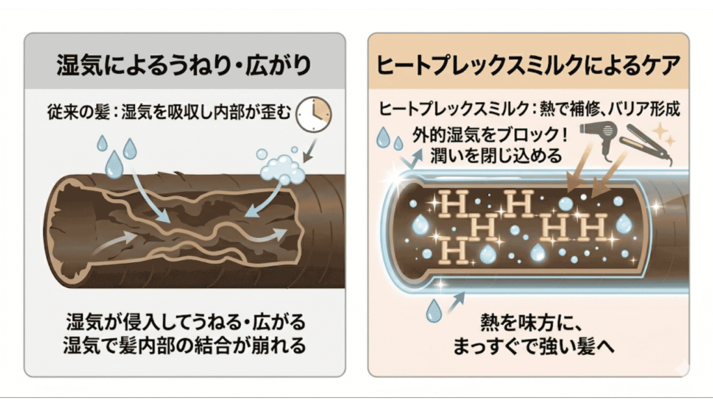 従来のヘアオイルとヒートプレックスミルクの違い